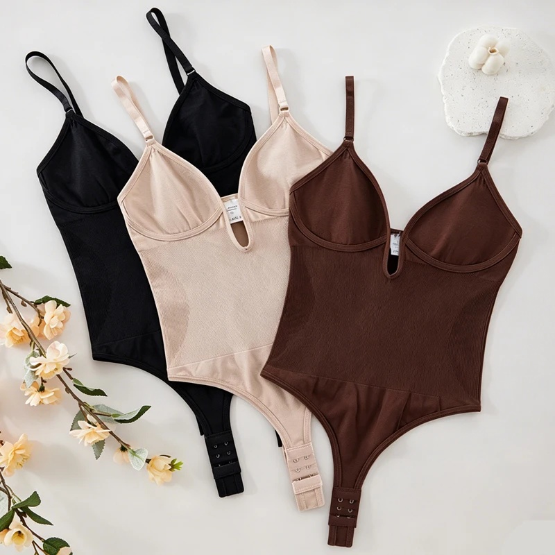 Shapewear Bodysuit Firm - Women's Backless Bodysuit Shapewear Deep V
