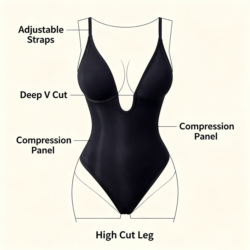 Women Deep V Backless Shapewea - Shapewear Bodysuit Firm review and price