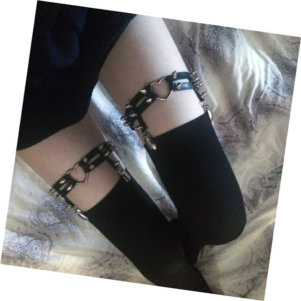 1Pcs Women Punk Goth Heart PU  - Garter Belt Set review and price
