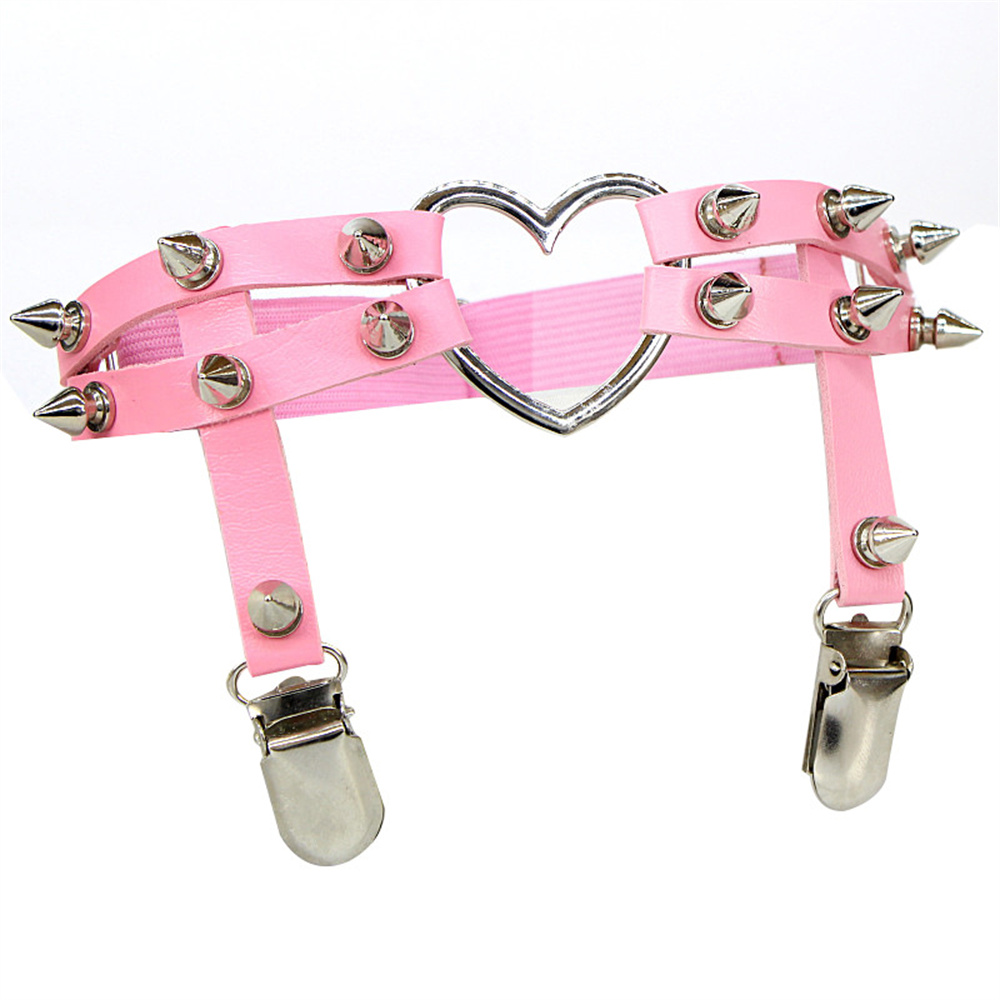 1Pcs Women Punk Goth Heart PU  - Garter Belt Set review and price